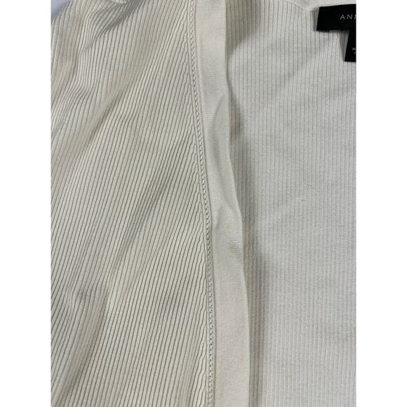 Ann Taylor Open Front Ribbed Cardigan Sweater Ivory size Large L - Picture 4 of 9